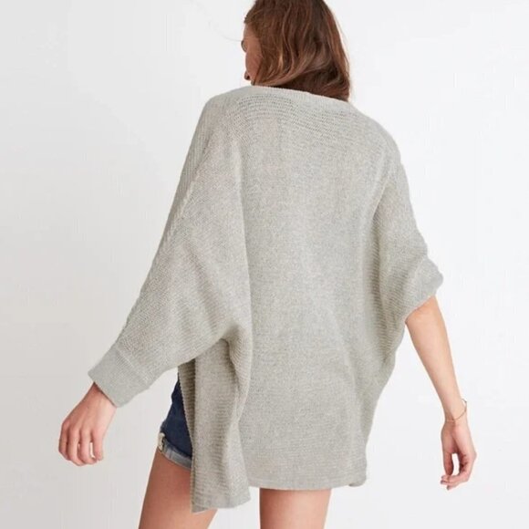 Madewell Seabank Light Grey Knit Open Front Waterfall Cardigan Sweater Medium M - Picture 4 of 13